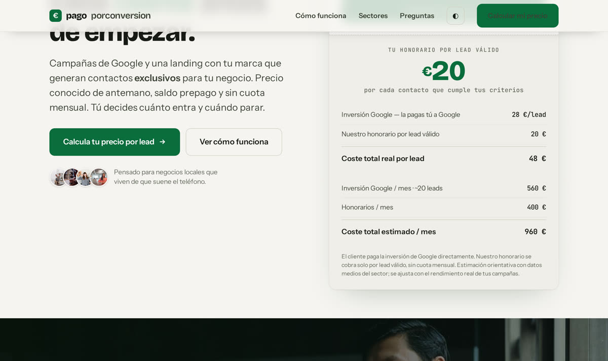 Calculadora de precio por lead